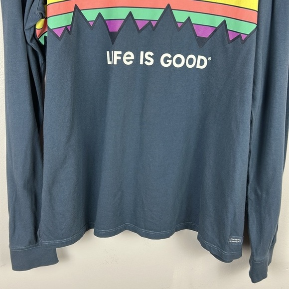 Life is Good Crusher Rainbow Cotton Casual Long Sleeve Tee XL Bluish Grey - Picture 4 of 11